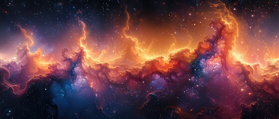 Wall Mural - Abstract beautiful outer space background. Bright nebula in cosmos. Magic colorful nebula in realistic blue galaxy.