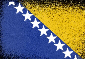Canvas Print - flag of bosnia and herzegovina with spray paint