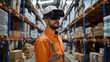 © Ali - worker in modern warehouse using artificial intelligence and virtual reality based technology for management