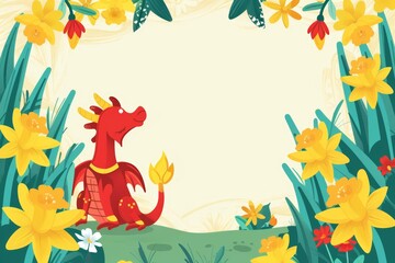 Wall Mural - Illustration cards blank template for text of St Davids Day in colorful styles