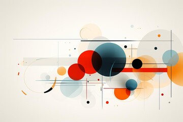 Wall Mural - Abstract digital art featuring geometric shapes and colorful circles on a light background. Ideal for modern design and creative projects.