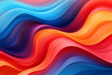 Wall Mural - Abstract colorful wave pattern with vibrant red, orange, blue, and purple hues, creating a dynamic and visually striking background.