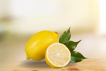 Yellow fresh ripe lemon fruit