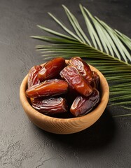 Wall Mural - Tasty Treasures: Medjool Dates and Palm Leaf Display