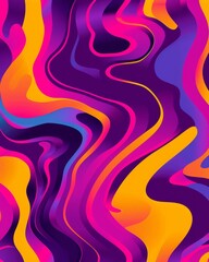 Poster - Vibrant Psychedelic Patterns with Fluorescent Melting Shapes, Ideal for Trendy Design Concepts
