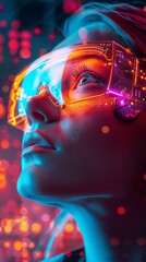 Poster - Futuristic Tech Lab: Young Female Professional Engaged in AI and Robotics Innovation at an Advanced Technology Company