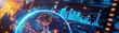 © Sunday Cat Studio - Glowing globe and graph, world financial investment and stock trading concept banner