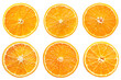© virza - Set Orange slice fruits on transparent background, citrus, cut out, Flat Lay, PNG 3D Digital Art.