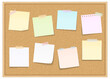 © PixMarket - Eight blank paper notes on bulletin board