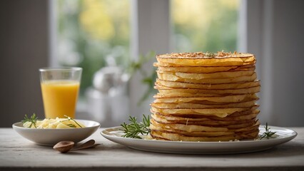 Pommes Anna - Thinly sliced potatoes layered and baked with butter.