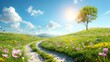 © Da - Nature's Vibrant Tapestry: Blooming Botanicals, Radiant Wildlife, and the Enchanting Cycles of Seasons. Photorealistic landscape captures the breathtaking beauty and harmonious diversity of the natura