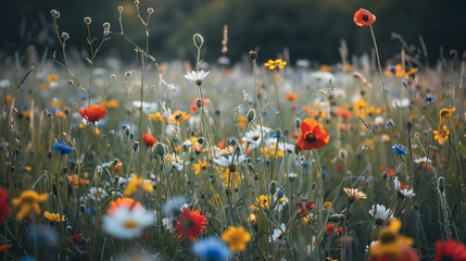 Sticker - a field of wildflowers in bloom