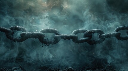 Wall Mural - a conceptual artwork showing chains breaking apart, symbolizing liberation and the end of oppression