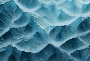 Wall Mural - Close-up of a textured blue ice surface with intricate patterns and layers, resembling abstract art.
