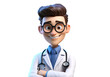 © Maksim - Smiling man doctor with glasses, character cartoon illustration. Medicine worker isolated on transparent, avatar