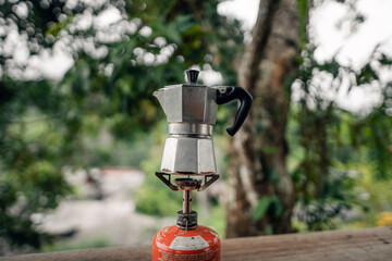 Sticker - Coffee from a moka pot at home