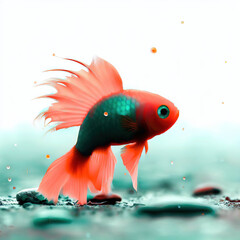 goldfish in the water: illustration of a cartoon colorful fish swimming in the sea with Generative AI technology	