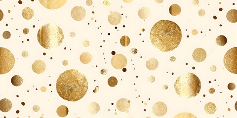 Wall Mural - Elegant Ivory and Gold Polka Dot Seamless Pattern for Luxury Backgrounds and Designs