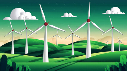 wind turbine in the field green energy eco friendly generating electricity zero carbon emission climate change save planet 