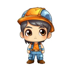 Wall Mural - Art illustration Character Cute Worker isolated background