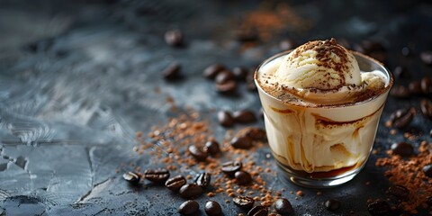 Wall Mural - Elegant Affogato Dessert with Creamy Ice Cream and Rich Espresso Shot Cozy Coffee Shop Ambiance