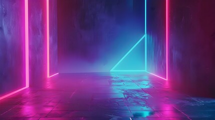 Wall Mural - Striking Geometric Neon Glow Backdrop for Minimalist Design Mockups and Presentations