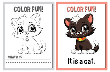 Wall Mural - Coloring and learning activity with adorable cats