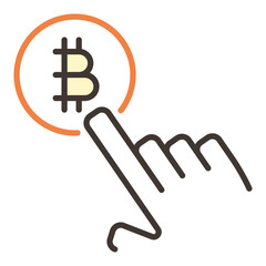 Wall Mural - Bitcoin sign and Human Hand vector Blockchain Technology Tapping colored icon or logo element