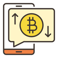 Canvas Print - Bitcoin sign on phone screen vector Crypto Smartphone colored icon or design element