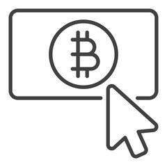 Poster - Mouse click on Bitcoin button vector Crypto Currency icon or sign in thin line style