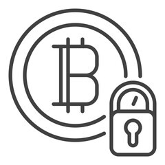 Canvas Print - Padlock with Bitcoin vector Cryptocurrency security icon or symbol in outline style