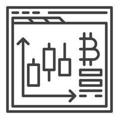 Sticker - Web Browser with Bitcoin Trading vector Cryptocurrency outline icon or symbol