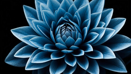 Blue flora on black background. flower blooming in nature. decorative isolated beautiful plant wallpaper.