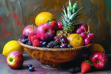 Wall Mural - Painting Bowl Of Fruit