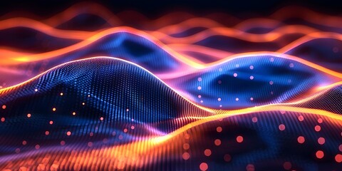 Wall Mural - dynamic neon wave patterns for energetic fitness gear and product display concepts with vibrant digi