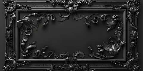 Dramatic Gothic Frame with Dark Filigree Ornaments in Isolated