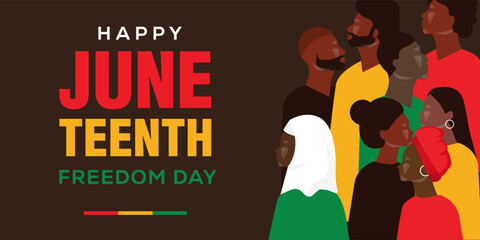 Wall Mural - flat design Juneteenth Freedom Day horizontal banner illustration