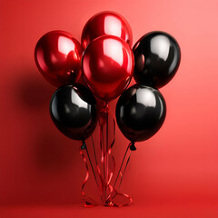 red and black 3d render ballons