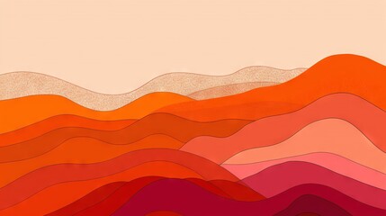 Poster -  A mountain range painted with warm colors on its peak