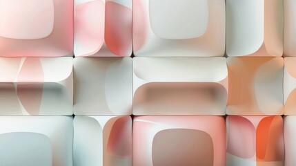 Wall Mural - An abstract composition of squares with rounded edges, softly blending into the background space