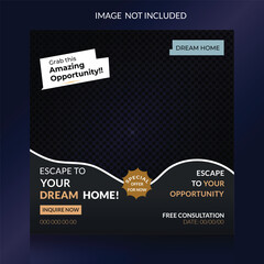 Real estate home sale social media post banner design template for digital marketing with elegant, abstract, Business