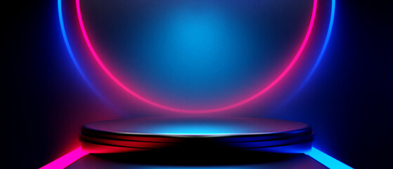 3d illustration rendering of gamer technology futuristic cyberpunk sci-fi display podium, gaming scifi stage pedestal abstract  background
