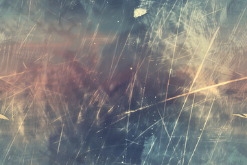 Wall Mural - vintage distressed old photo light leaks streaks aberrations dust and scratches texture overlay dirty gritty grunge analog 8k 16 9 retro futurism dystopiacore effect background AI
