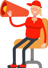 Girl Character and Megaphone
