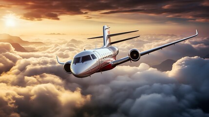 private jet airplane in flight