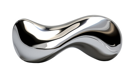 3d curve chrome shape isolated on transparent background