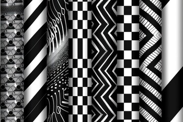 Wall Mural - Monochrome Divers: Seamless Black and White Pattern with Variation