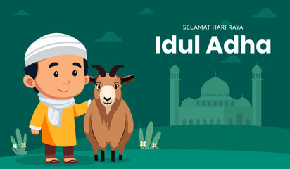 Wall Mural - Eid Al Adha Banner Design Vector Illustration