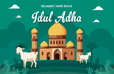 Wall Mural - Eid Al Adha Banner Design Vector Illustration