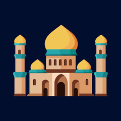 Canvas Print - a stylized of a muslim mosque,a flat design of a masjid for Islamic organizations or communities